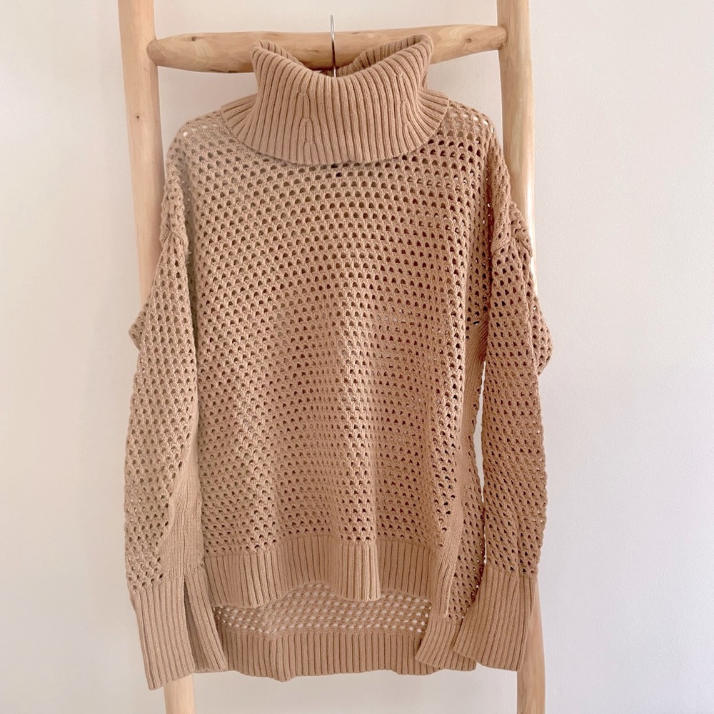 BCBG MAXAZRIA Women’s Open Knit Turtleneck Sweater S